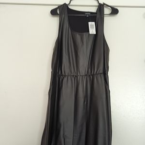 Black pleather mid dress